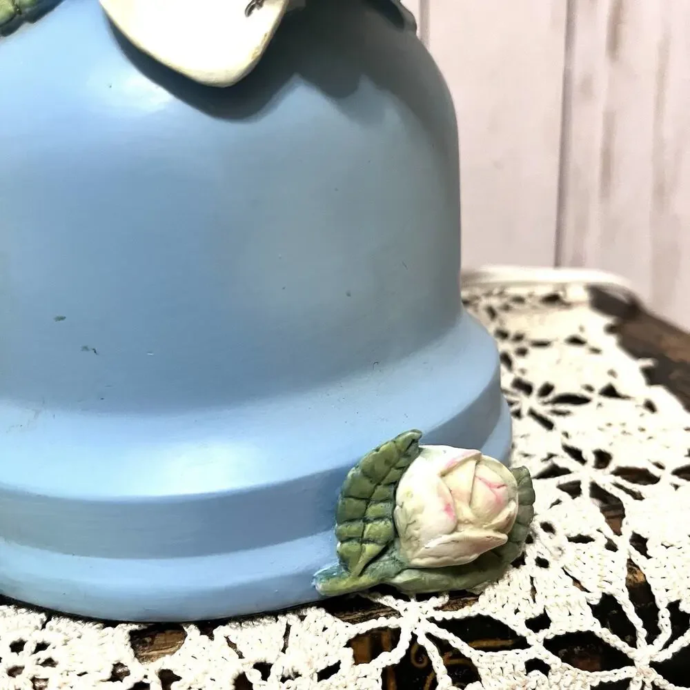 Marjolein Bastin Blue Floral Teapot Table Lamp w Shade, Ceramic Novelty Design